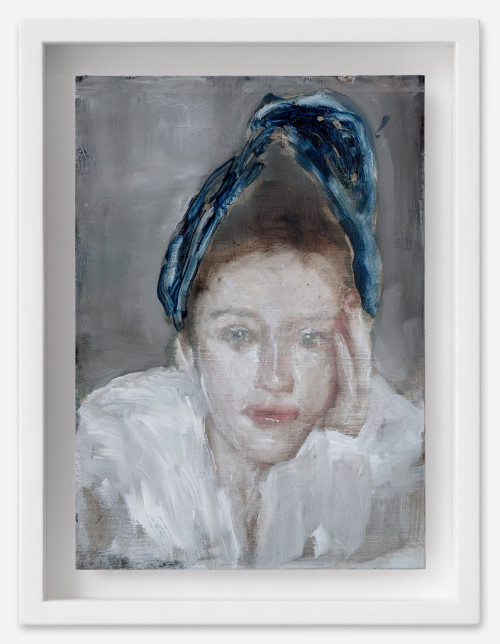 
     <i>Isabelle (2)</i>, 
     2021<br />
     Oil on postcard, 
      14,5 x 10,5 cm<br />
     