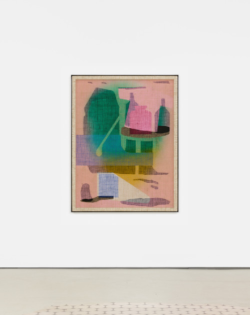 
     <i>Desire Painting: Lago di Pillgreen</i>, 
     2019<br />
     acrylic on wood and jute net, aluminum frame, 
      160 x 125 x 5 cm<br />
     