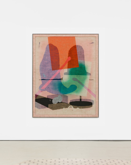 
     <i>Desire Painting: The Gonda tree Monti</i>, 
     2019<br />
     acrylic on wood and jute net, aluminum frame, 
      190 x 150 x 5 cm<br />
     