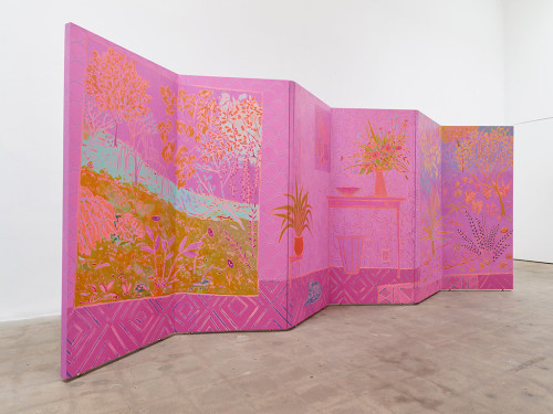 
     <i>molten once shed such chiming</i>, 
     2015<br />
     oil on canvas over panel, 
      183 x 427 cm (extended)<br />
     