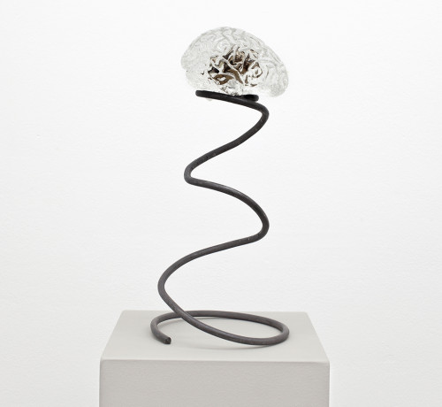 
     <i>Brain Cave</i>, 
     2015<br />
     Polyurethan with marble egg stone, 
      17 x 10 x 8,5 cm<br />
     Photo: Paula Winkler