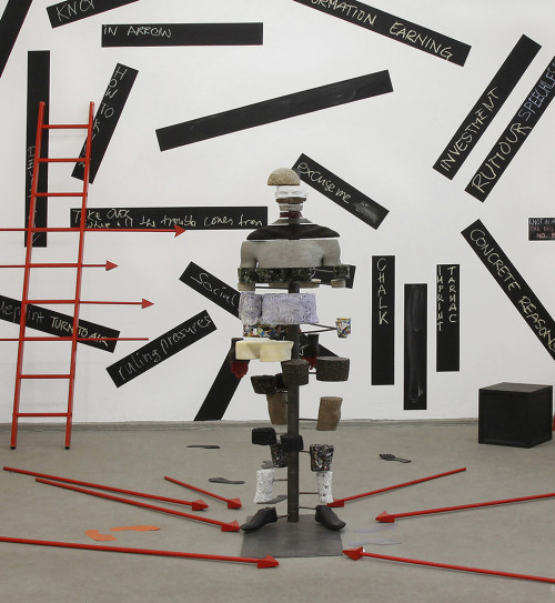 
     <i>Knot in Arrow: The Dig of No Body</i>, 
     2011<br />
      
     <br />
     Installation view “Based in Berlin”, KW, Hamburger Bahnhof & other locations. Photo: Nina Hoffmann