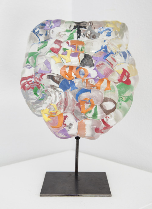 
     <i>learning organ (intestine abc)</i>, 
     2013<br />
     polyurethane, foam, 
      20 x 22 x 10 cm<br />
     Photo: Paula Winkler