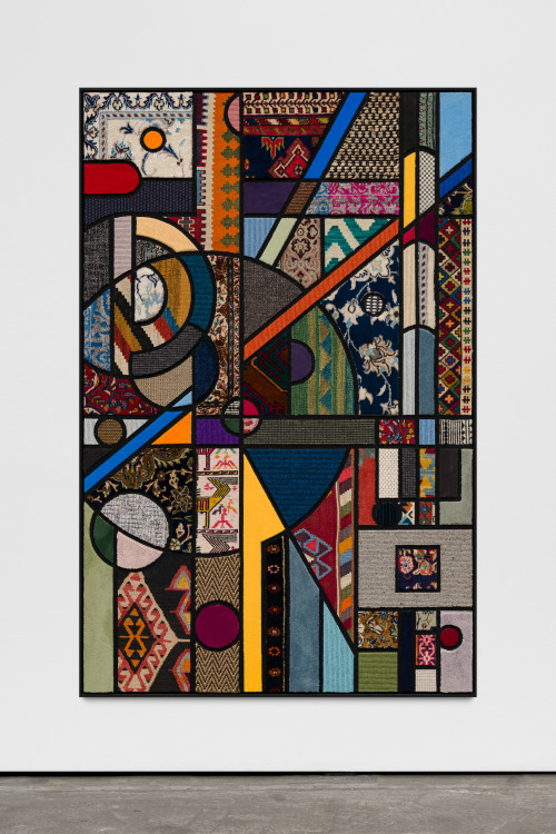 
     <i>Social Fabric, Wind</i>, 
     2019<br />
     carpet pieces on wood, 
      172 x 112 x 5 cm<br />
     