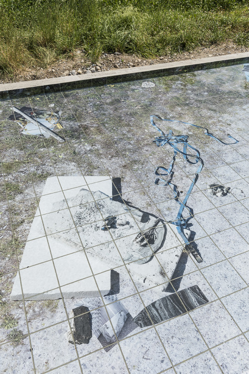 
     <i>fossil feelings</i>, 
     2018<br />
     tiled pool, 
     <br />
     Installation view 'Neuer Norden Zürich', KiöR Kunst im öffentlichen Raum, Zurich, Switzerland, 2018