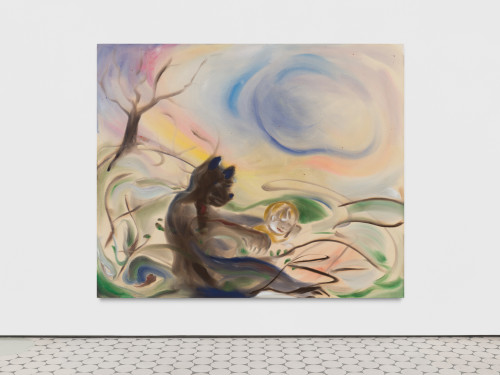 
     <i>It's cold out there mother bear</i>, 
     2019<br />
     acrylic on canvas, 
      190 x 230 cm<br />
     