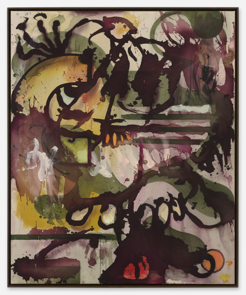 <i>Ächzer</i>, 2022<br />Ink, acrylic, oil paint on canvas, 110 x 90 cm<br />