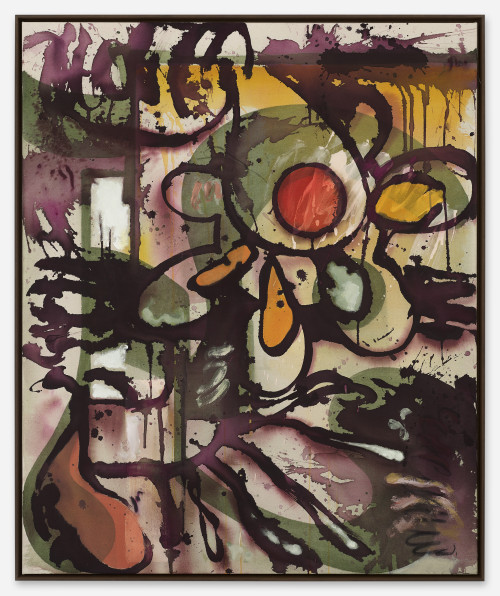 <i>2068er</i>, 2022<br />Ink, acrylic, oil paint on canvas, 110 x 90 cm<br />