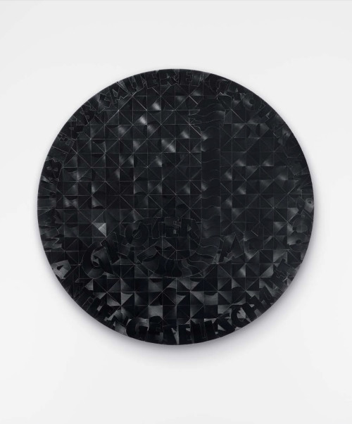 <i>Groter Jan</i>, 2022<br />cut records, canvas, wood, Ø 158 cm<br />