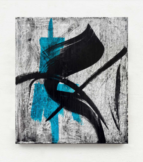 <i>Es ist nur</i>, 2022<br />VHS tape, acrylic paint on canvas, 74 x 66 cm<br />