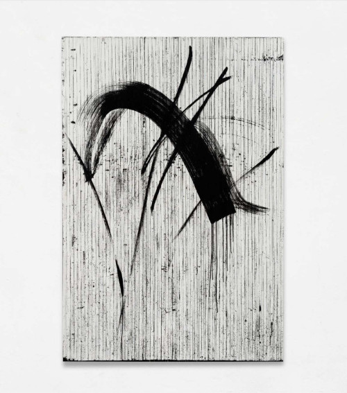 <i>Verweht</i>, 2022<br />VHS tape, acrylic paint on canvas, 184 x 125 cm<br />