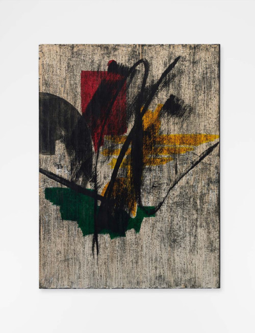 <i>Zurück in die Zukunft</i>, 2022<br />magnetic VHS coating, acrylic paint on canvas, 174 x 129 cm<br />