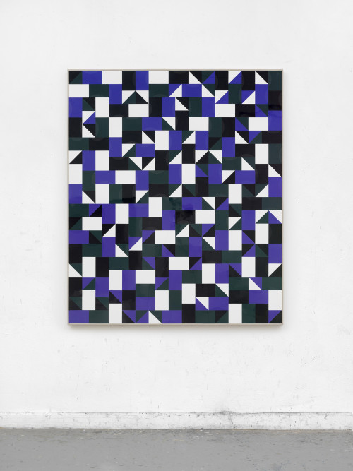 <i>You are fear (PAAR)</i>, 2018<br />cut vinyl records, canvas, wood, 154 x 131 cm<br />