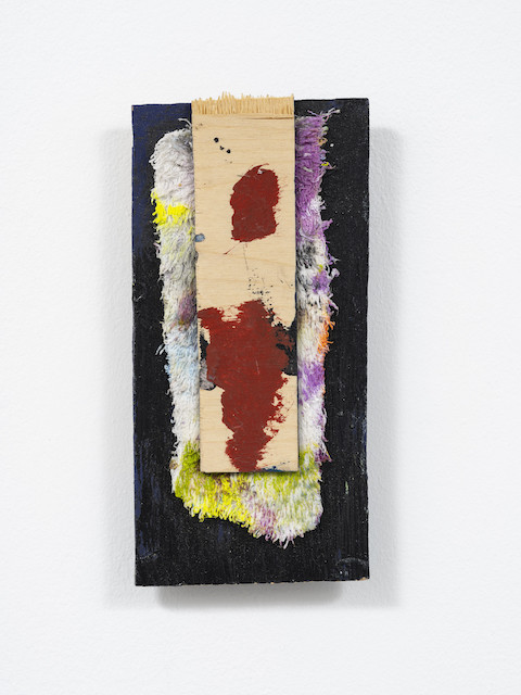 <i>Zara</i>, 2020<br />Oil, acrylic, wooden board, face towel, 20 x 14 cm (7 3/4 x 5 1/2 in)<br />