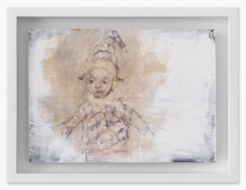 AXEL GEIS<br /><i>Fritz</i>, 2021<br />Oil on postcard, 10,5 x 14,5 cm<br />